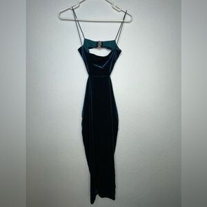 Nookie dress velvet midi sz small “Dejavu” green form fitting